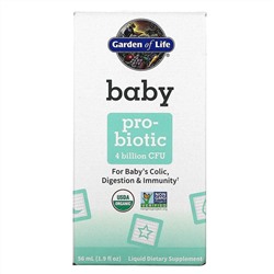 Garden of Life, Baby, Probiotic, пробиотик для детей, 4 млрд КОЕ, 56 мл (1,9 жидк. унций)