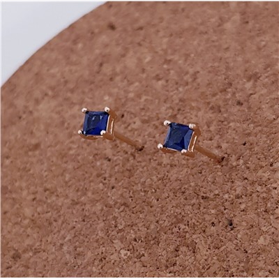 Серьги гвоздики коллекция "Xuping ML" покрытие позолота, тёмно-синий камень, 60503, арт.647.785
