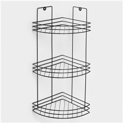 Полка для ванной угловая 3-х ярусная, 20×20×49 см, цвет чёрный