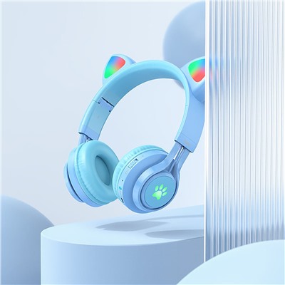 Bluetooth-наушники полноразмерные Hoco W39 Cat ear kids BT (blue)