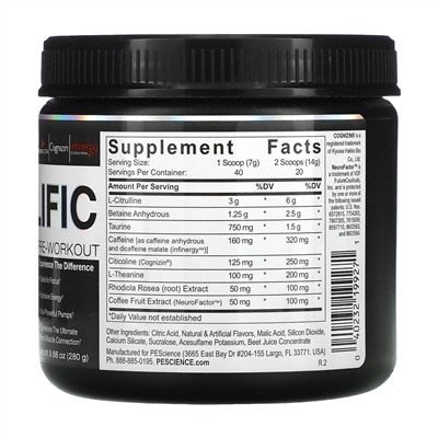 PEScience, Prolific, Pre-Workout, Melon Berry Twist, 9.88 oz (280 g)