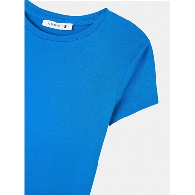 Однотонная укороченная футболка Голубой газ