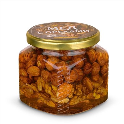 Орехи в мёде, стеклянная баночка 250мл