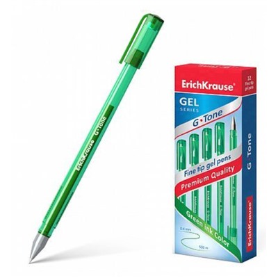 Ручка гелевая G-TONE 0.5мм зеленая 39016 ErichKrause