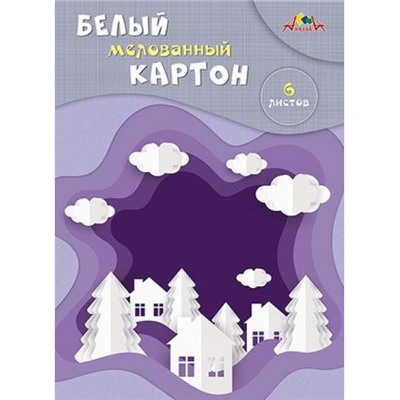 Набор картона белого А4   6л мелованный "Белый пейзаж" С1087-19 АппликА