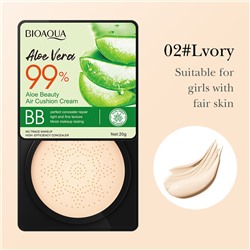 BIOAQUA  ALOE VERA 99% Кушон для лица с экстрактом алое (02 слоновая кость), 20г