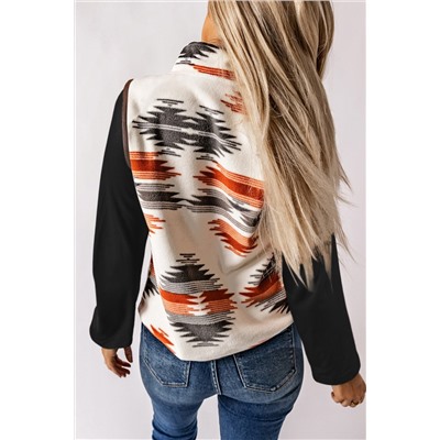 Multicolor Fuzzy Aztec Western Fashion Vest Jacket