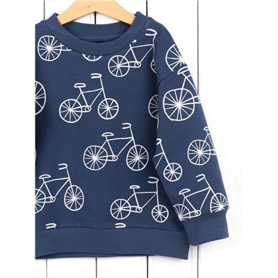 Джемпер для мальчика Baby Boom Д43/1-Ф Б105 Белые велосипеды на синем