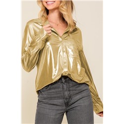 Gold Metallic Luster Chest Pocket Shirt