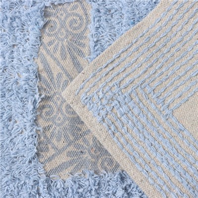 Набор ковриков для ванной и туалета Доляна «Вензель», 2 шт, 40×40, 40×60 см, цвет голубой