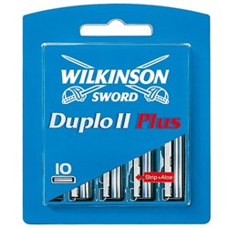 Кассеты для бритвы Schick (Wilkinson Sword) Duplo II Plus (типа Ultrex plus) (10шт) с система очистки Push/Clean