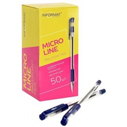 Ручка шариковая "MICRO LINE" синяя 0.4мм, грип, игольчатый наконечник IFBPP-04BL inФОРМАТ