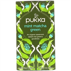 Pukka Herbs, Мятный зеленый чай матча, 20 пакетиков зеленого чая, 1,05 унц. (30 г)