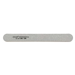 Zinger Пилка для натуральных и искусственных ногтей абразивная прямая / Classic EJ-102, 100/180 грит, серый