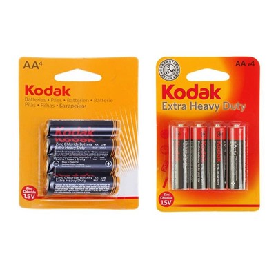Батарейка солевая Kodak Extra Heavy Duty, AA, R6-4BL, 1.5В, блистер, 4 шт.