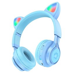 Bluetooth-наушники полноразмерные Hoco W39 Cat ear kids BT (blue)