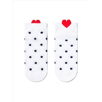 Носки женские CONTE Короткие хлопковые носки с пикотом-«сердечком» в горошек
