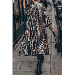 Silvery Sequin 3/4 Sleeve Kimono