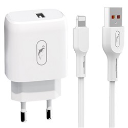 Адаптер Сетевой с кабелем SKYDOLPHIN SC22EL USB 2,4A/12W (USB/Lightning) (white)