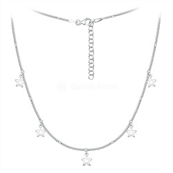 Цепь панцирная из серебра родированная с алмазной огранкой - Звёзды, 45 см