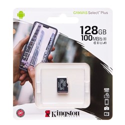 Карта флэш-памяти MicroSD 128 Гб Kingston Canvas Select Plus A1 (100 Mb/s) без адаптера (class 10) (black)