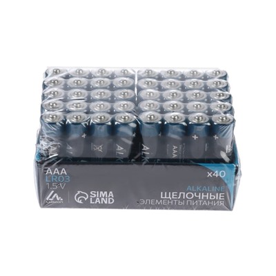Батарейка алкалиновая (щелочная) Luazon, AAA, LR03, набор 40 шт