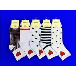ЦЕНА ЗА 5 ПАР: МИНИ носки женские дезодорирующие "СЕРДЦЕ" арт. W 15-8