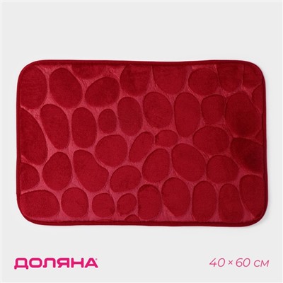 Коврик для ванной и туалета Доляна «Галька», 40×60 см, цвет бордовый