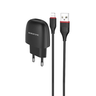 Адаптер Сетевой с кабелем Borofone BA49A Vast USB 2,1A/10W (USB/Lightning) (black)