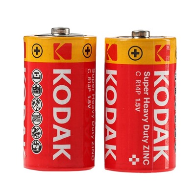 Батарейка солевая Kodak Extra Heavy Duty, C, R14-2BL, 1.5В, блистер, 2 шт.