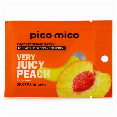 Патчи для области вокруг глаз Very juicy peach, 1 пара, гидрогелевые с коллагеном и экстрактом персика, PICO MICO