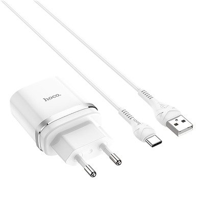 Адаптер Сетевой с кабелем Hoco C12Q QC3.0 (повр. уп.) USB 3A/18W (USB/Type-C) (white)