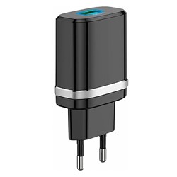 Адаптер Сетевой Hoco C12Q QC3.0 (повр.уп) USB 3A/18W (black)