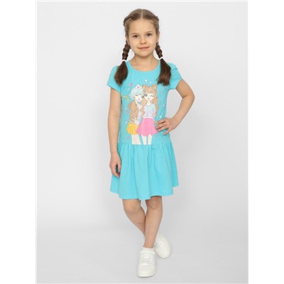 Платье для девочки Cherubino CSKG 63659-40 Бирюзовый