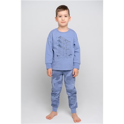 Пижама для мальчика Crockid К 1547 пыльно-голубой джинс, геометрия