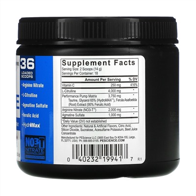 PEScience, High Volume, Supreme Nitric Oxide Matrix, Caffeine Free, Raspberry Lemonade, 8.9 oz (252 g)