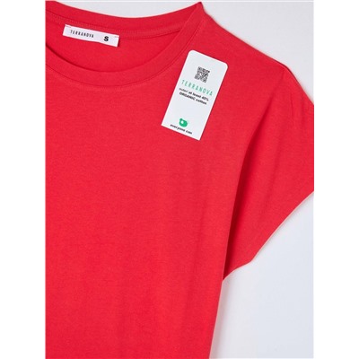 Однотонная футболка свободного кроя Красный