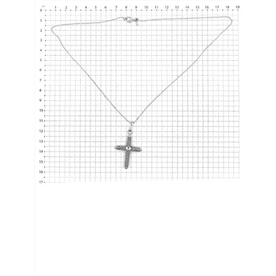 Колье крест из серебра родированное, 45 см