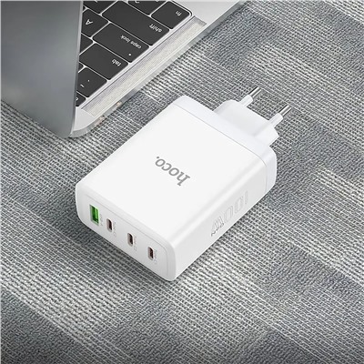 Адаптер Сетевой Hoco N31 PD 3Type-C/USB 100W (white)