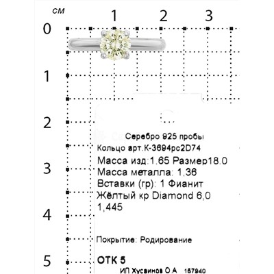 Серьги-пусеты из серебра с фианитами родированные 925 пробы С-3694рс2D74