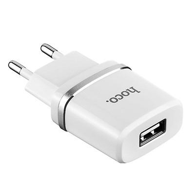 Адаптер Сетевой с кабелем Hoco C11 (повр. уп.) USB 1A/5W (USB/Lightning) (white)