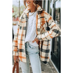 Plaid Print Turn Down Collar Buttoned Shacket