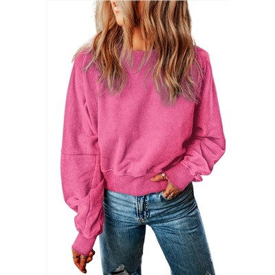 Розовый свитшот с винтажной стиркой и открытой спиной