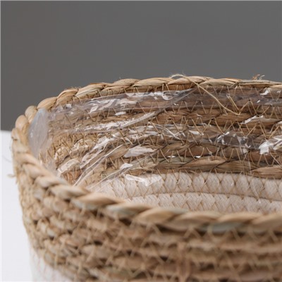 Кашпо плетеное "Танзания", 17,5х17,5х16 см, натуральный, белый