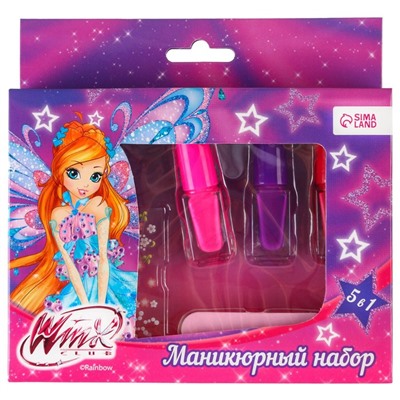 Маникюрный набор, 3 лака, пилочка, блестки, наклейки "Блум", WINX