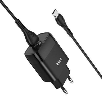 Адаптер Сетевой с кабелем Hoco C72Q Glorious QC3.0 USB 3A/18W (USB/Type-C) (black)