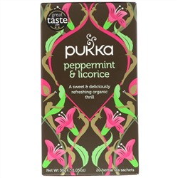 Pukka Herbs, Травяной чай из перечной мяты и лакрицы, без кафеина, 20 чайных пакетиков, 30 г