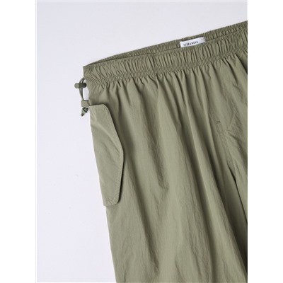 Однотонные брюки-парашюты Зеленый защитный