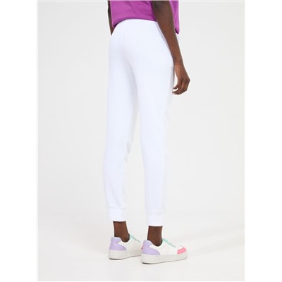 Легкие спортивные брюки из однотонной ткани Чисто-белый