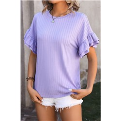 Orchid Petal Ruffle Sleeve Textured Top